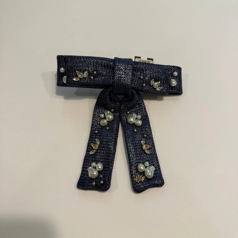 Lele Sadoughi Antoinette Oasis Embellished Bow Barrette Women OS Azure Blue